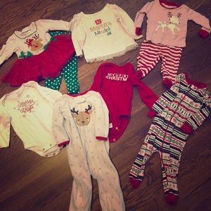 Various Christmas themed baby attire.